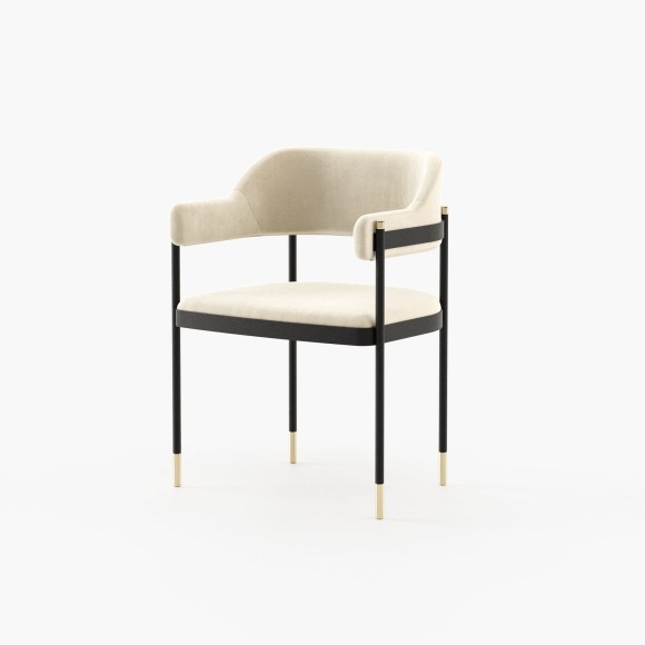 Chaise 174 - Dale - Fauteuil en tissu et métal pour salon - Pacific Compagnie.