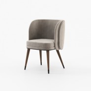 Chaise 174 - Ambrose - White wooden chair with blue fabric and metal accents - Pacific Compagnie.