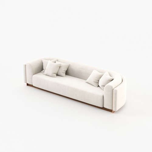 Canapé 174 - Wellington - Sand colored sofa with metal accents - Pacific Compagnie.