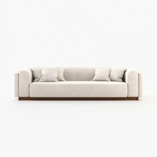 Canapé 174 - Wellington - Comfortable khaki sofa with white cushions - Pacific Compagnie.