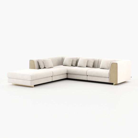Canapé 174 - Harry - Spacious sofa with metal frame and blue fabric upholstery - Pacific Compagnie.