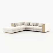 Canapé 174 - Harry - Spacious sofa with metal frame and blue fabric upholstery - Pacific Compagnie.