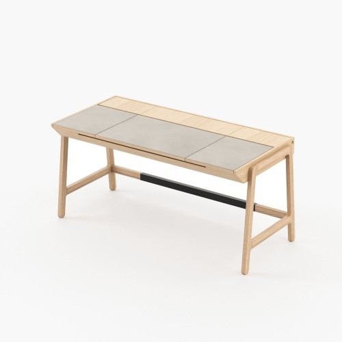 Bureau 174 - Gatsby - Luxury office desk with wood and leather combination - Pacific Compagnie.