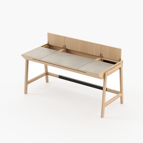 Bureau 174 - Gatsby - Bureau professionnel en bois et cuir avec couleur noyer mat - Pacific Compagnie.