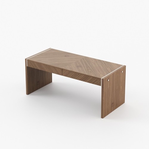 Bureau 174 - Bonham 2 drawers - Bureau en noyer mat avec 2 tiroirs - Pacific Compagnie.