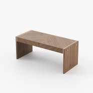 Bureau 174 - Bonham 2 drawers - Walnut wood desk with metal accents and 2 drawers - Pacific Compagnie.