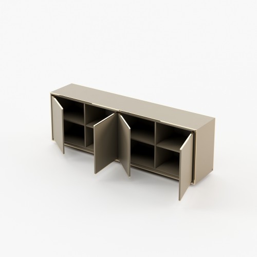 Buffet 174 - Rick - Small Buffet 174-Rick sideboard in grey eucalyptus veneer matte for compact spaces - Pacific Compagnie.