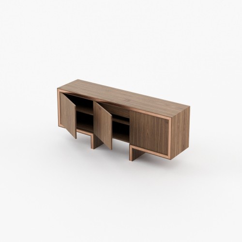 Buffet 174 - Isis 3 doors - Buffet en noyer mat avec 3 portes, design intemporel - Pacific Compagnie.