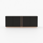 Buffet 174 - D’arc - Black lacquer sideboard with wooden legs - Pacific Compagnie.