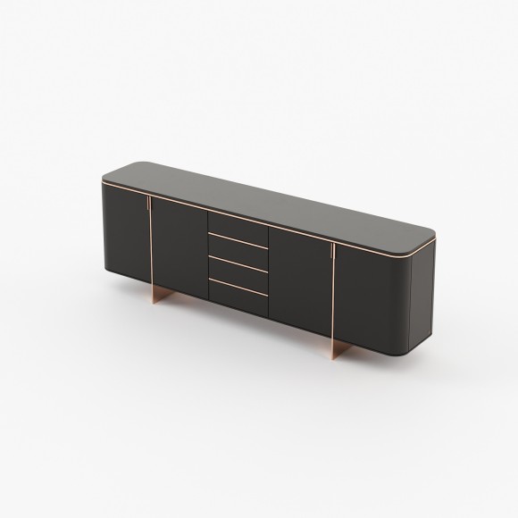 Buffet 174 - Dean - Compact black sideboard with matte wood finish and metal accents - Pacific Compagnie.