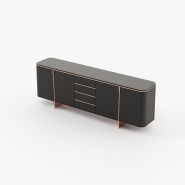Buffet 174 - Dean - Compact black sideboard with matte wood finish and metal accents - Pacific Compagnie.
