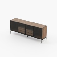 Buffet 174 - Austen - Compact sideboard with walnut matte finish and metal hardware - Pacific Compagnie.