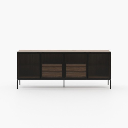 Buffet 174 - Austen - Luxury sideboard with wood, iron, and glass materials - Pacific Compagnie.