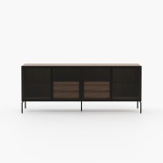 Buffet 174 - Austen - Luxury sideboard with wood, iron, and glass materials - Pacific Compagnie.