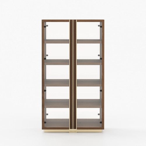 Bibliothèque 174 - D'arc - Black matte book storage with wooden shelves - Pacific Compagnie.