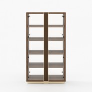 Bibliothèque 174 - D'arc - Black matte book storage with wooden shelves - Pacific Compagnie.