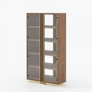 Bibliothèque 174 - D'arc - Compact black wooden bookcase with metal hardware - Pacific Compagnie.