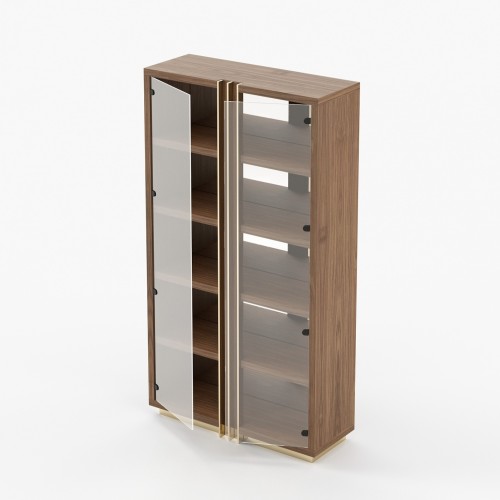 Bibliothèque 174 - D'arc - Minimalist black bookshelf with wooden and metal details - Pacific Compagnie.