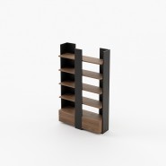 Bibliothèque 174 - Biel - Walnut wood bookshelf with metal accents - Pacific Compagnie.