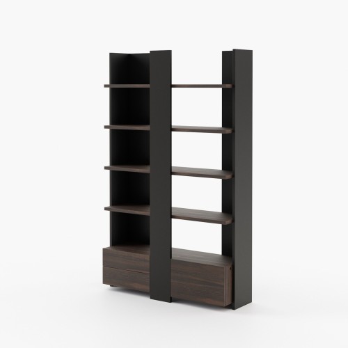 Bibliothèque 174 - Biel - Tall metal and wood bookshelf for home office - Pacific Compagnie.