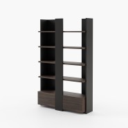 Bibliothèque 174 - Biel - Tall metal and wood bookshelf for home office - Pacific Compagnie.