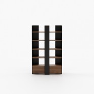 Bibliothèque 174 - Biel - Luxury wooden bookshelf with walnut matte color and metal details - Pacific Compagnie.