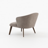 Fauteuil 174 - Nelly - Fauteuil en bois et tissu de couleur taupe - Pacific Compagnie.