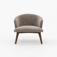 Fauteuil 174 - Nelly - Classic fauteuil design with wooden legs and fabric upholstery in creamy hues - Pacific Compagnie.