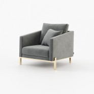 Fauteuil 174 - Munique - Fauteuil moderne en tissu et métal, couleur crème - Pacific Compagnie.