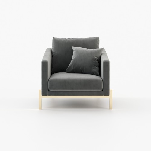 Fauteuil 174 - Munique - Compact fabric armchair with metal legs for small spaces - Pacific Compagnie.