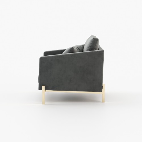 Fauteuil 174 - Munique - Siège design en tissu et métal, taupe et crème - Pacific Compagnie.