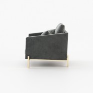 Fauteuil 174 - Munique - Elegant taupe and sand mix fabric chair with metal frame - Pacific Compagnie.