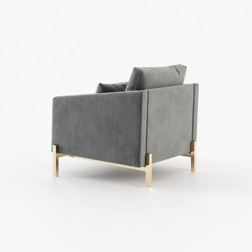 Fauteuil 174 - Munique - Fauteuil en métal et tissu, anthracite et sable - Pacific Compagnie.