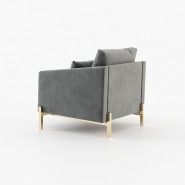 Fauteuil 174 - Munique - Fauteuil en métal et tissu, anthracite et sable - Pacific Compagnie.