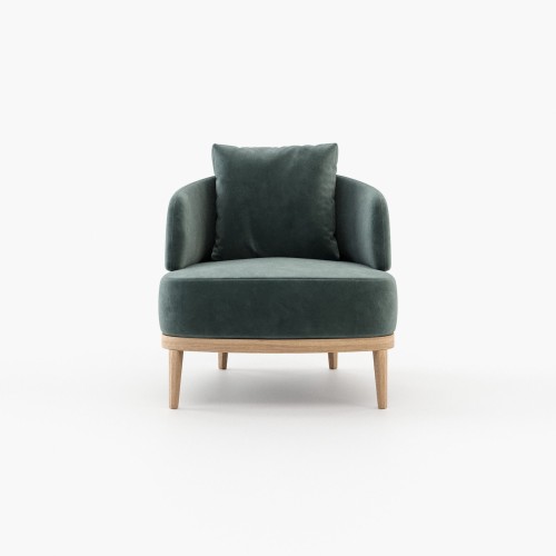 Fauteuil 174 - Keros - Fabric and wood combination fauteuil in white and taupe - Pacific Compagnie.