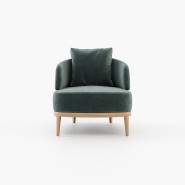 Fauteuil 174 - Keros - Fabric and wood combination fauteuil in white and taupe - Pacific Compagnie.