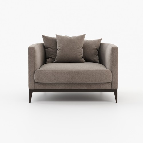 Fauteuil 174 - Harold - Wooden and Fabric armchair with Light Grey and Deep Blue tones - Pacific Compagnie.