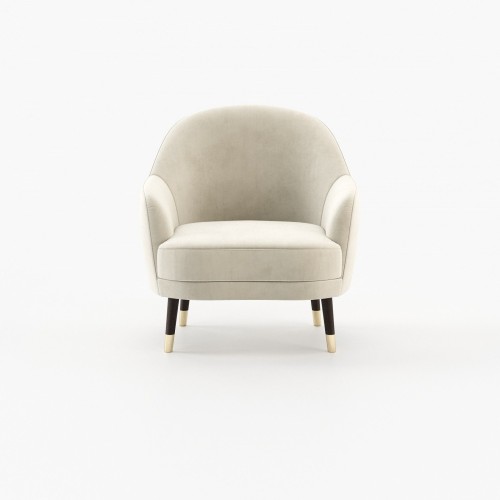 Fauteuil 174 - Cosy - Wooden armchair with fabric upholstery in neutral colors - Pacific Compagnie.