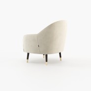Fauteuil 174 - Cosy - Taupe and sand-colored armchair with cream and deep blue accents - Pacific Compagnie.