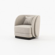 Fauteuil 174 - Ambrose - Traditional cream and sand colored fauteuil, featuring wooden frame and fabric upholstery - Pacific Com