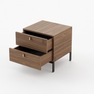 Table de chevet 174 - Amber - Small bedside table with matte walnut finish, modern wood and metal design - Pacific Compagnie.