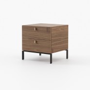 Table de chevet 174 - Amber - Minimalist bedside table, wood and metal construction, walnut matte color, and simple design - Pac