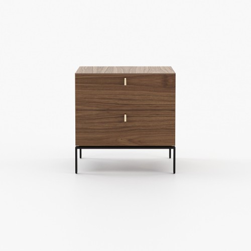 Table de chevet 174 - Amber - Wooden and metal bedside table, small size, walnut color, modern design - Pacific Compagnie.