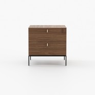 Table de chevet 174 - Amber - Wooden and metal bedside table, small size, walnut color, modern design - Pacific Compagnie.