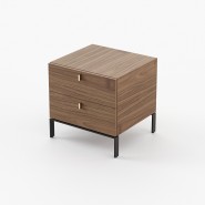Table de chevet 174 - Amber - Bedside table with wooden frame, metal legs, walnut matte finish, and compact design - Pacific Com