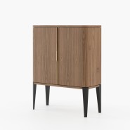 Meuble bar 174 - Alvar - Sleek and modern bar storage unit in Smoked Eucalyptus wood tone - Pacific Compagnie.