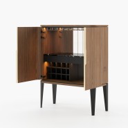 Meuble bar 174 - Alvar - Luxury wooden bar cabinet with marble top and metal legs - Pacific Compagnie.
