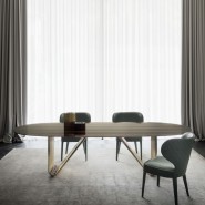 Tables 150 - Alyson | Table de salle à manger de luxe en verre et métal doré italien - Pacific Compagnie.