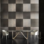 Tables 150 - Alyson | Meuble de salle à manger en verre et métal doré - Pacific Compagnie.