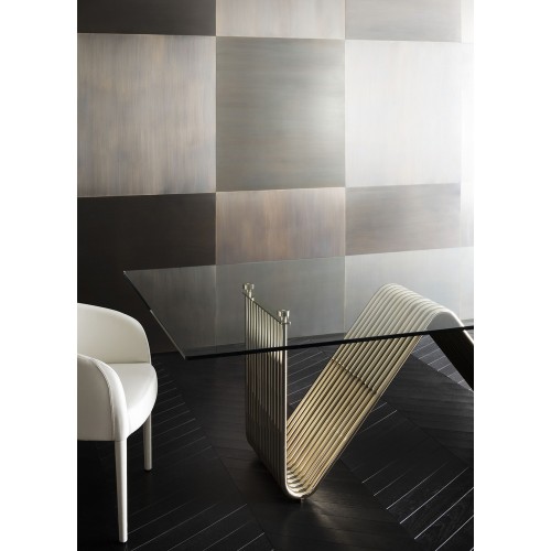 Tables 150 - Alyson | Table de réception en glass et laiton de luxe - Pacific Compagnie.